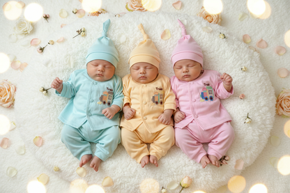 Pack of 3 Suits - Sea Green, Peach & Pink