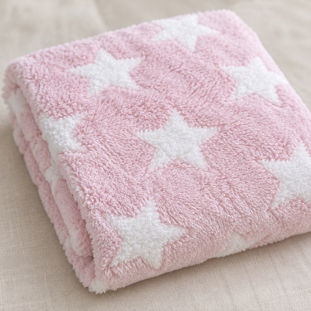 Pink big-stars blanket detail