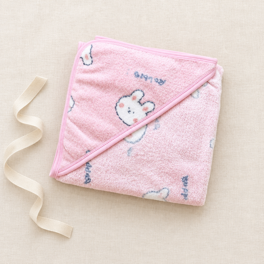 Pink rabbit blanket gift styling