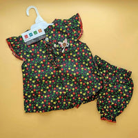Frock with Pants & Headband - Floral - Black
