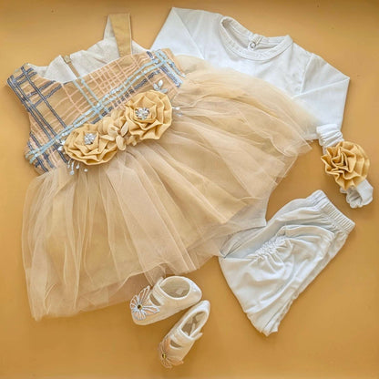 5 Pieces Frock Set - Lines