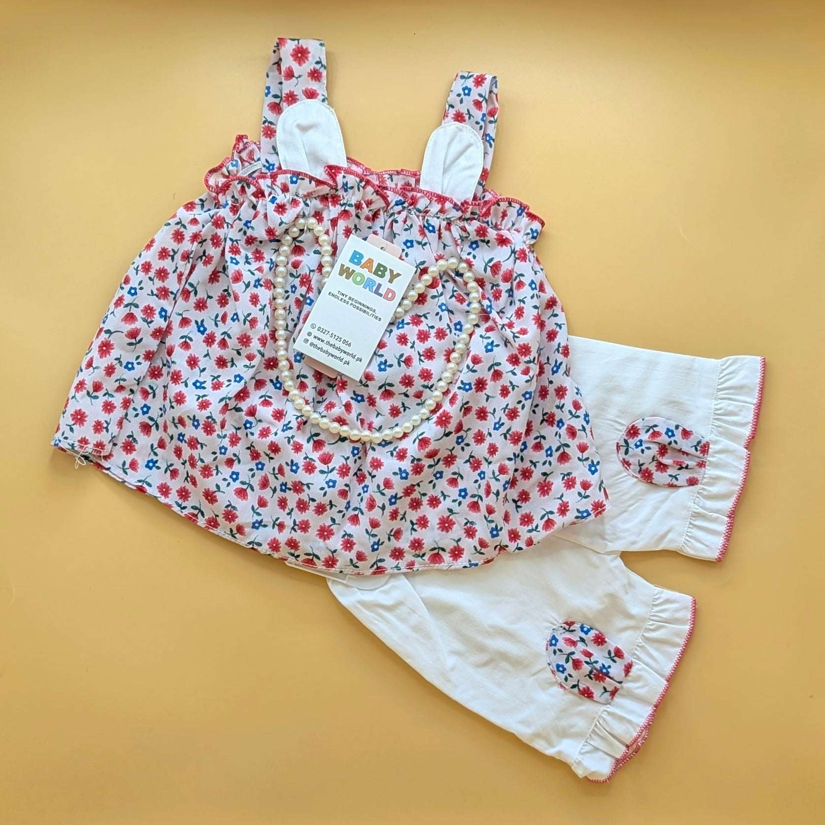 Baby Frock with Pants, Mala & Headband - Floral