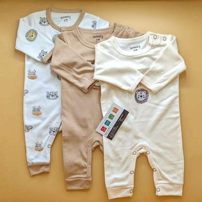 Pack of 3 Rompers/Sleep Suits - Brown/Beige - Lion 🦁