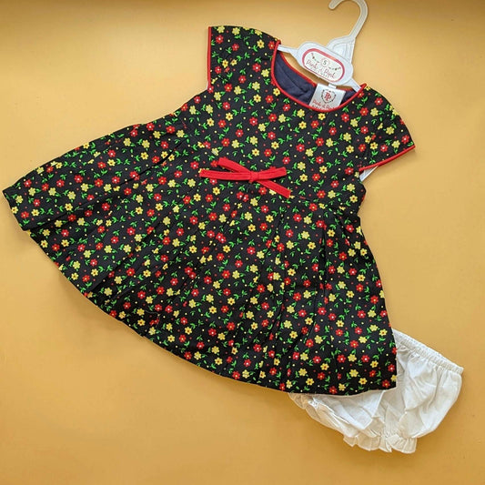 Frock with Panty - Floral - Black