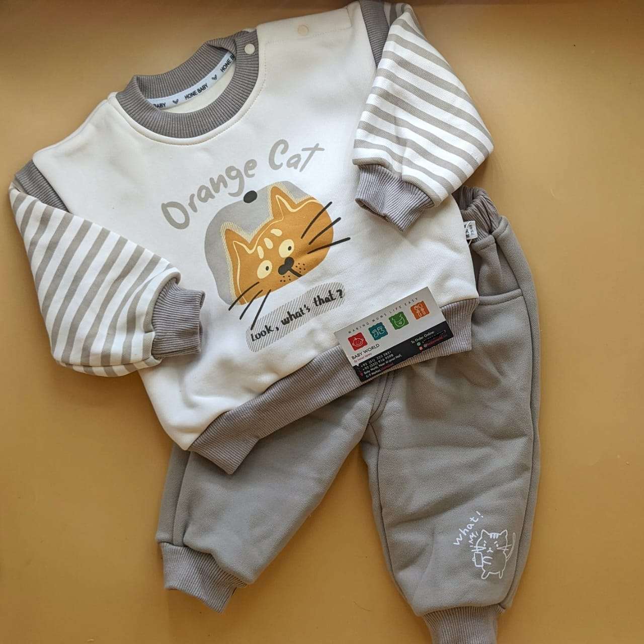 Premium Quality Baby Sweater Suit Set - Winter - Orange Cat