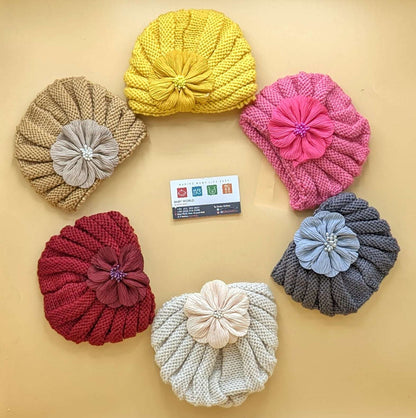 Baby Wool Cap - Floral - Winter