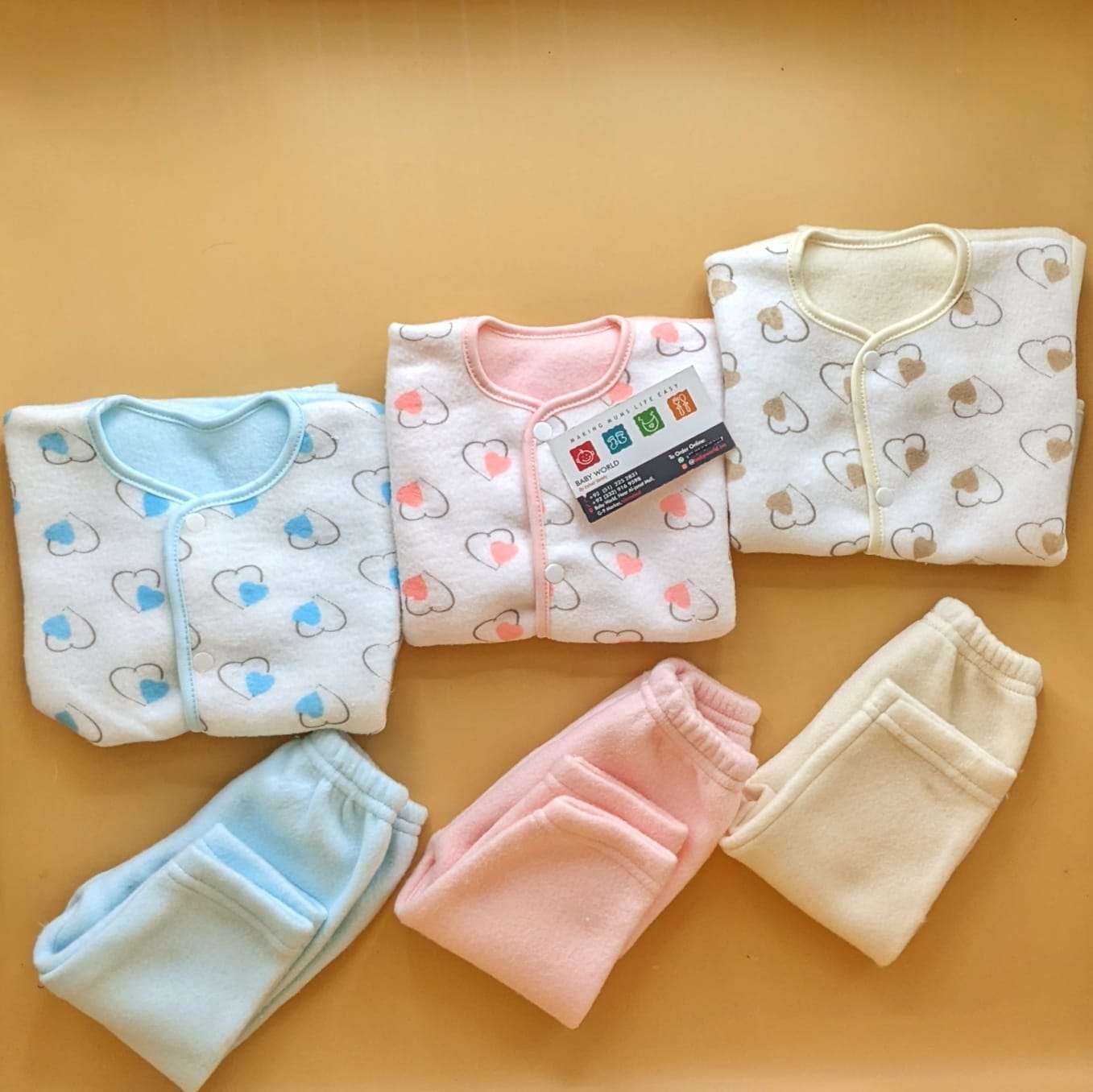Pack of 3 Suits - Winter - Hearts - Beige/Pink/Blue