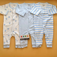 Pack of 3 Rompers/Sleep Suits - Light Blue - Fire Balloon