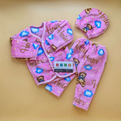 Baby Suit with Cap - Bear/Bow - Winter