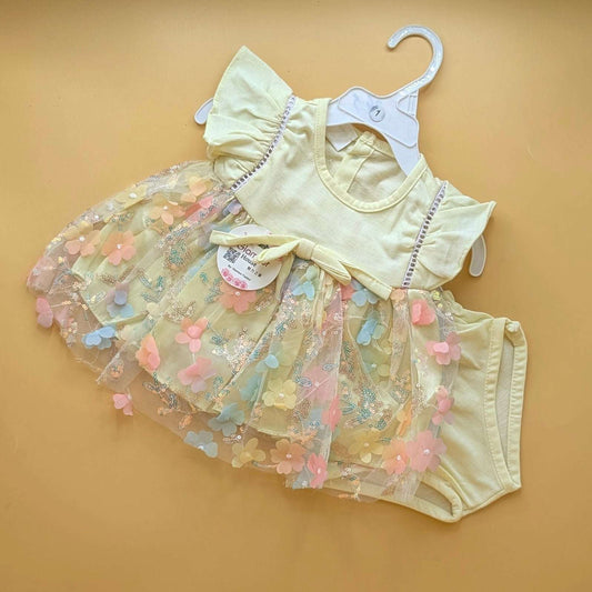Frock with panty - Floral - Lemon