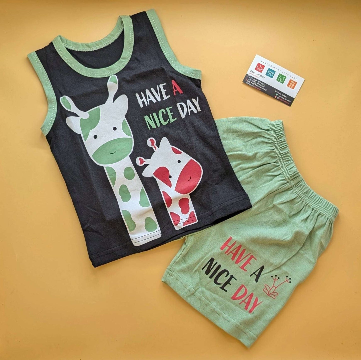 Baby Co-ord Set - Giraffe - Have A Nice Day