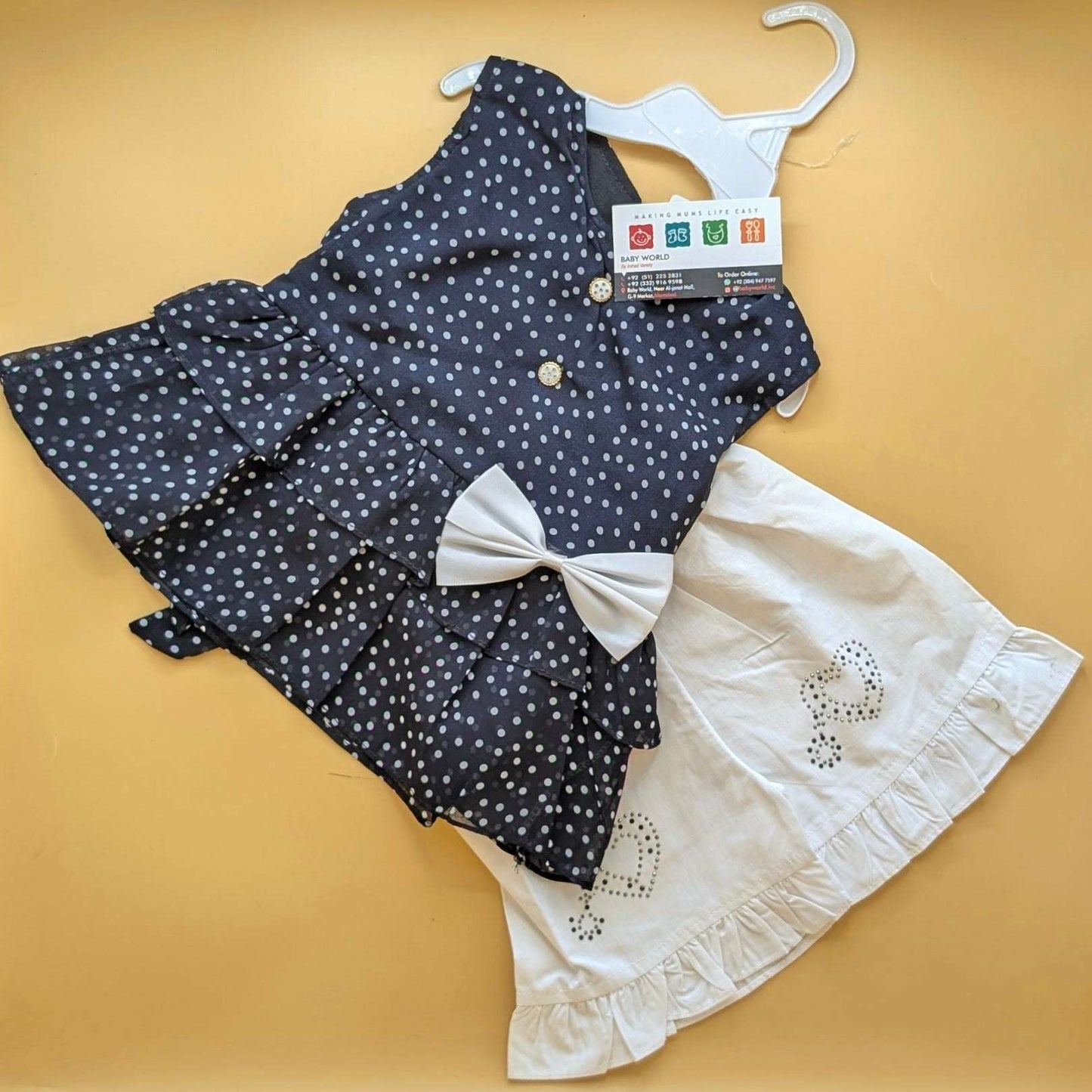 Frock with Pants & Headband - Bow/Dots