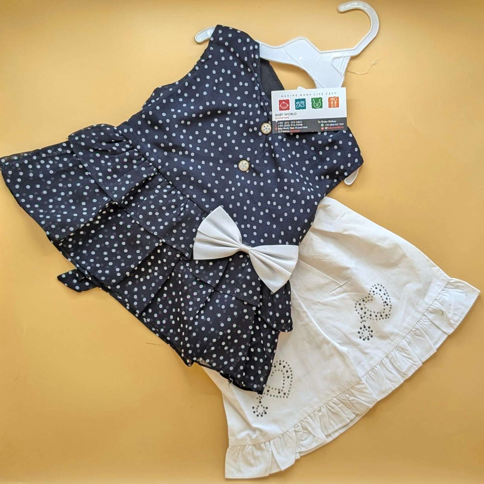 Frock with Pants & Headband - Bow/Dots