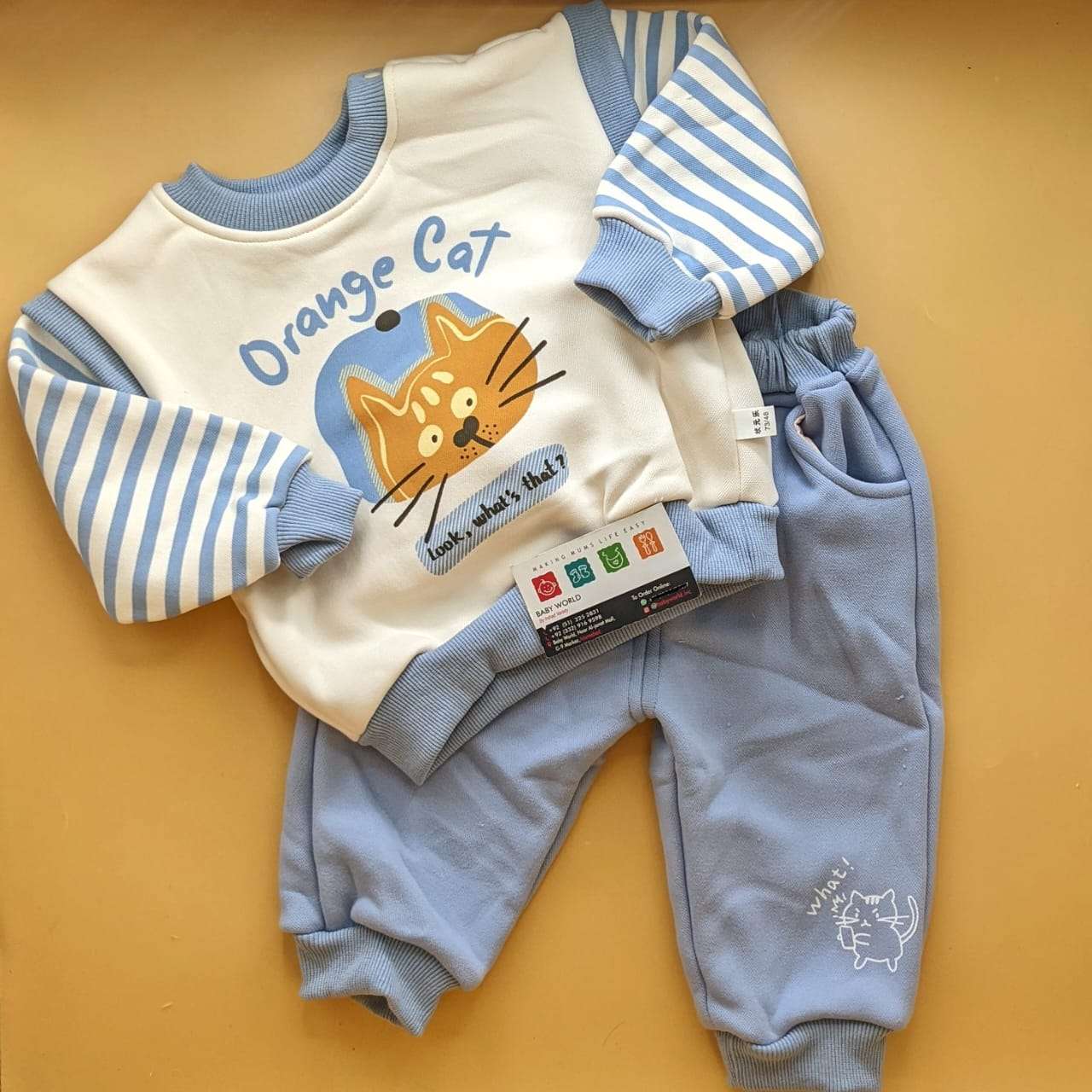 Premium Quality Baby Sweater Suit Set - Winter - Orange Cat