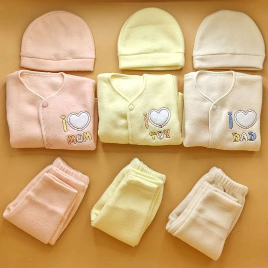 Pack of 3 Suits with Cap - Winter - Beige/Peach/Lemon