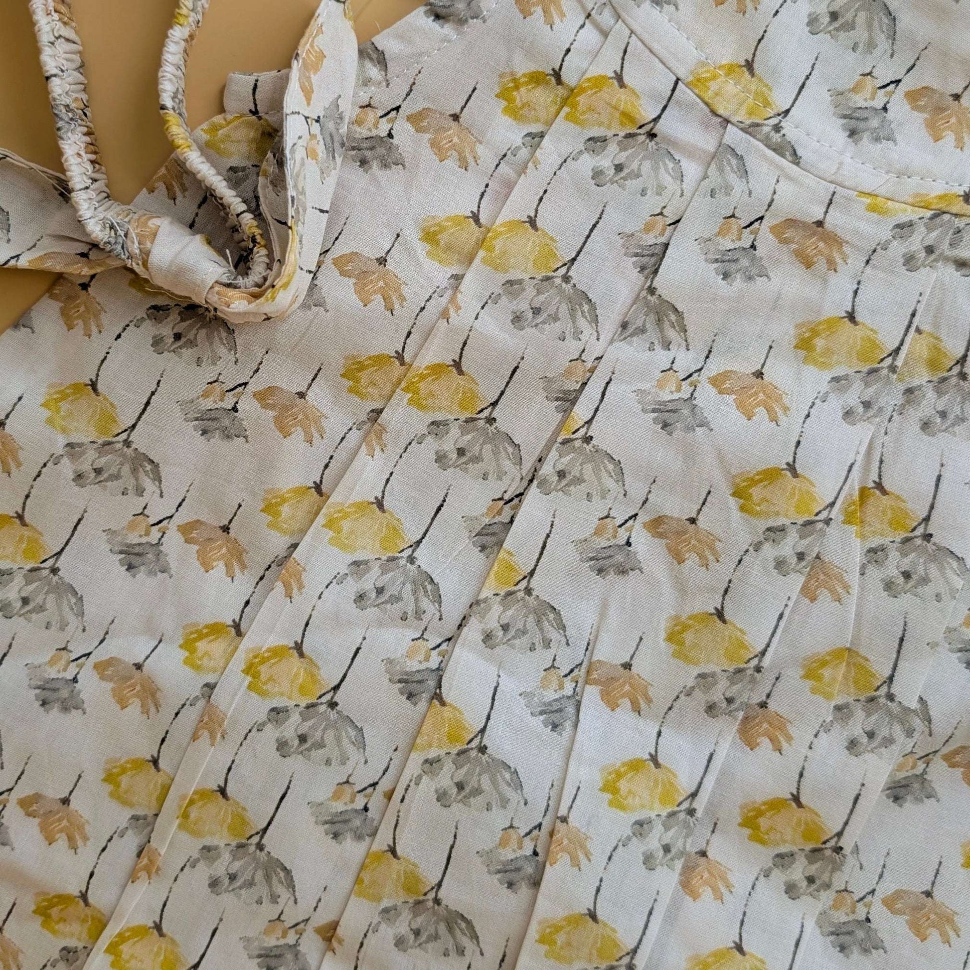 Frock with Pants & Headband - Floral - Beige
