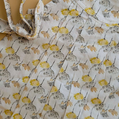 Frock with Pants & Headband - Floral - Beige
