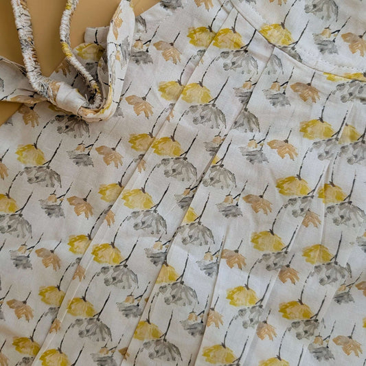 Frock with Pants & Headband - Floral - Beige