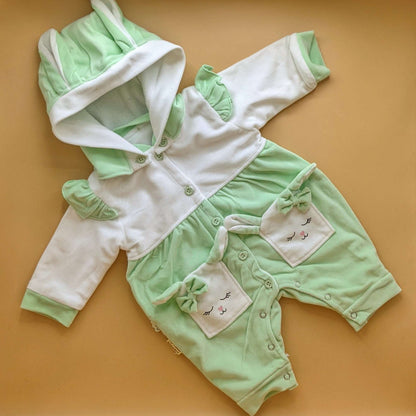 Baby Romper with Detachable Cap - Winter - Kitty 🐈