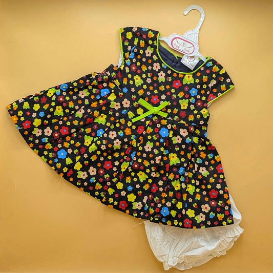 Frock with Panty - Floral - Black