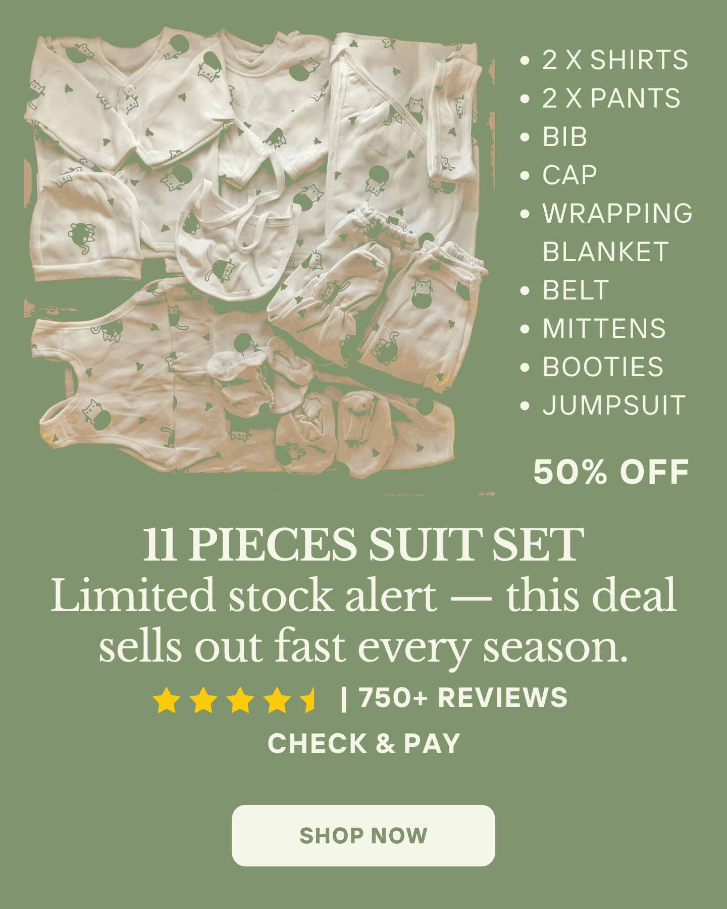 11 Pieces Suit Set - Winter - Kitty/Flower