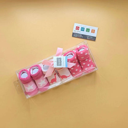 Premium Quality Baby Pack of 3 Booties Set