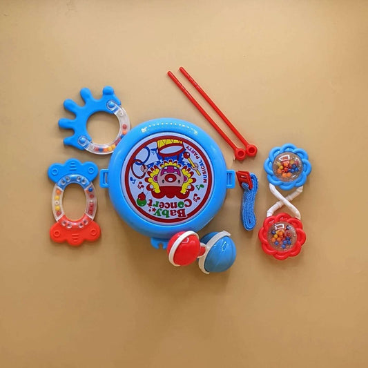 Baby Rattle Set with Drum - 5 Pieces