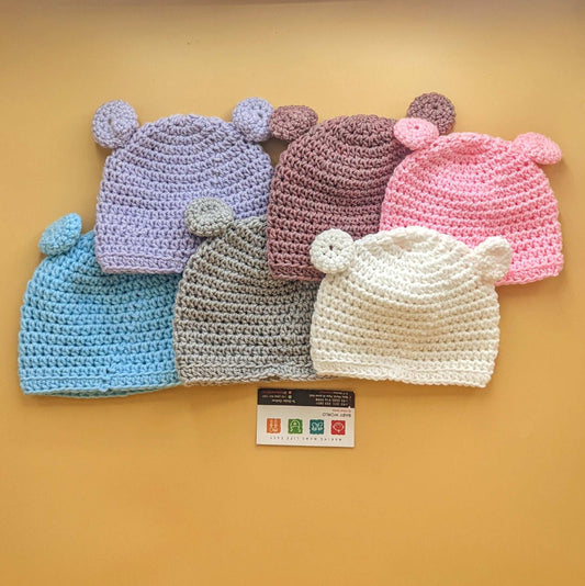 Premium Quality Crochet Handmade Baby Cap - Bear Ears - Winter