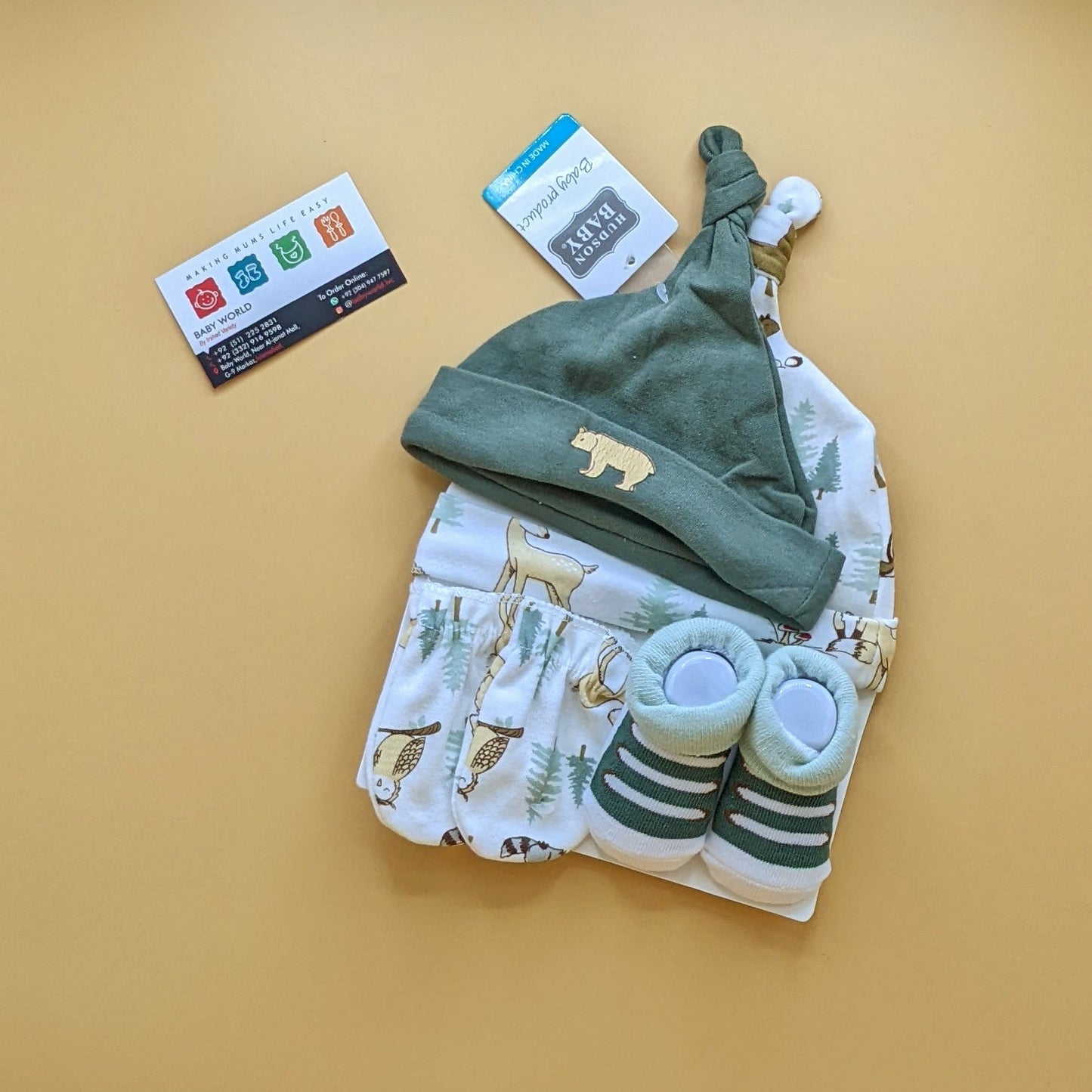 Pack of 2 Caps, Mittens & Booties Set