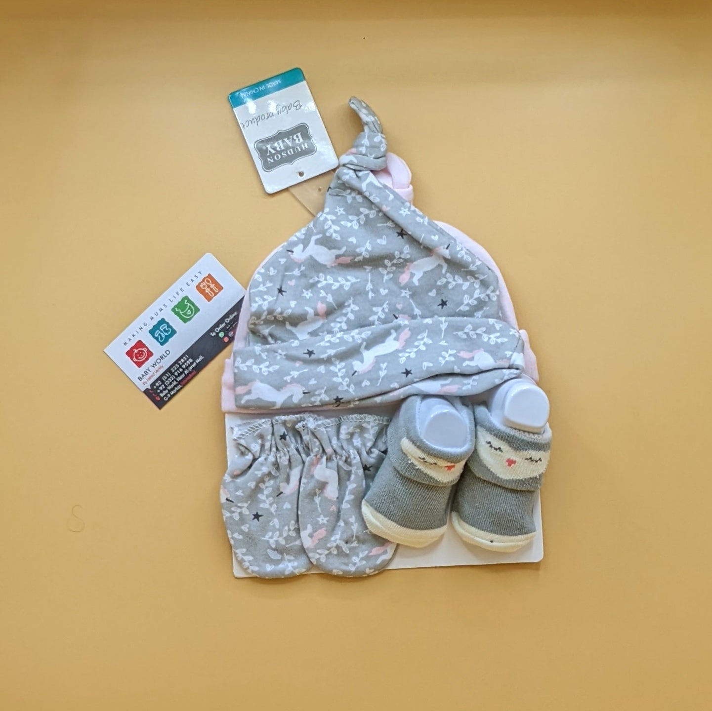 Pack of 2 Caps, Mittens & Booties Set