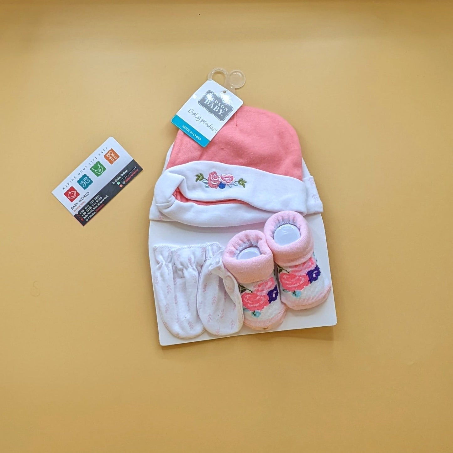 Pack of 2 Caps, Mittens & Booties Set