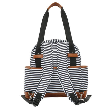 iPack Striped Insulated Diaper Tote Bag with Changing Pad & Adjustable Strap