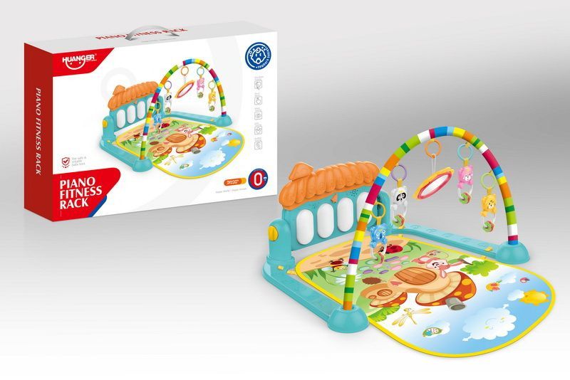 Cartoon Baby Activity Gym Fitness Baby Musical Piano Play Gym Mat With Animal Rattle Toys