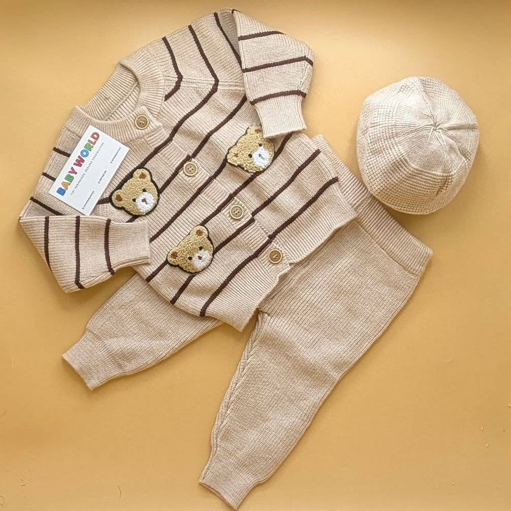 2 Piece Imported Woolen Suit with Cap - Lines - Winter