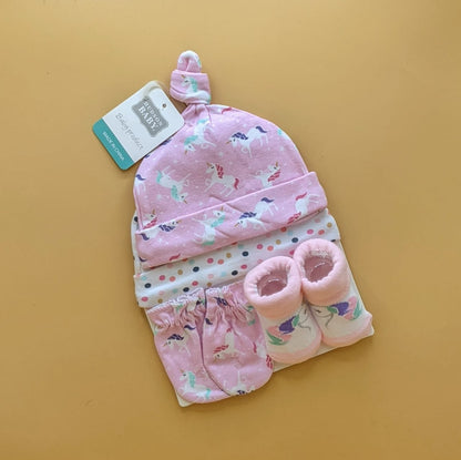 Pack of 2 Caps, Mittens & Booties Set