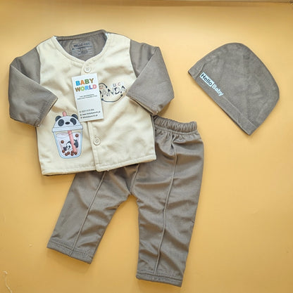 3 Pieces Baby Suit with Cap - Panda 🐼 - Winter