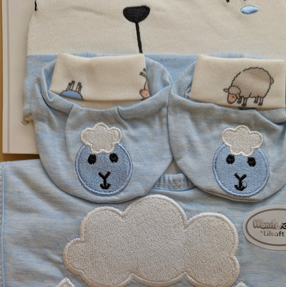 Baby Pack of 2 Bibs, Caps, & Booties Set - Sheep