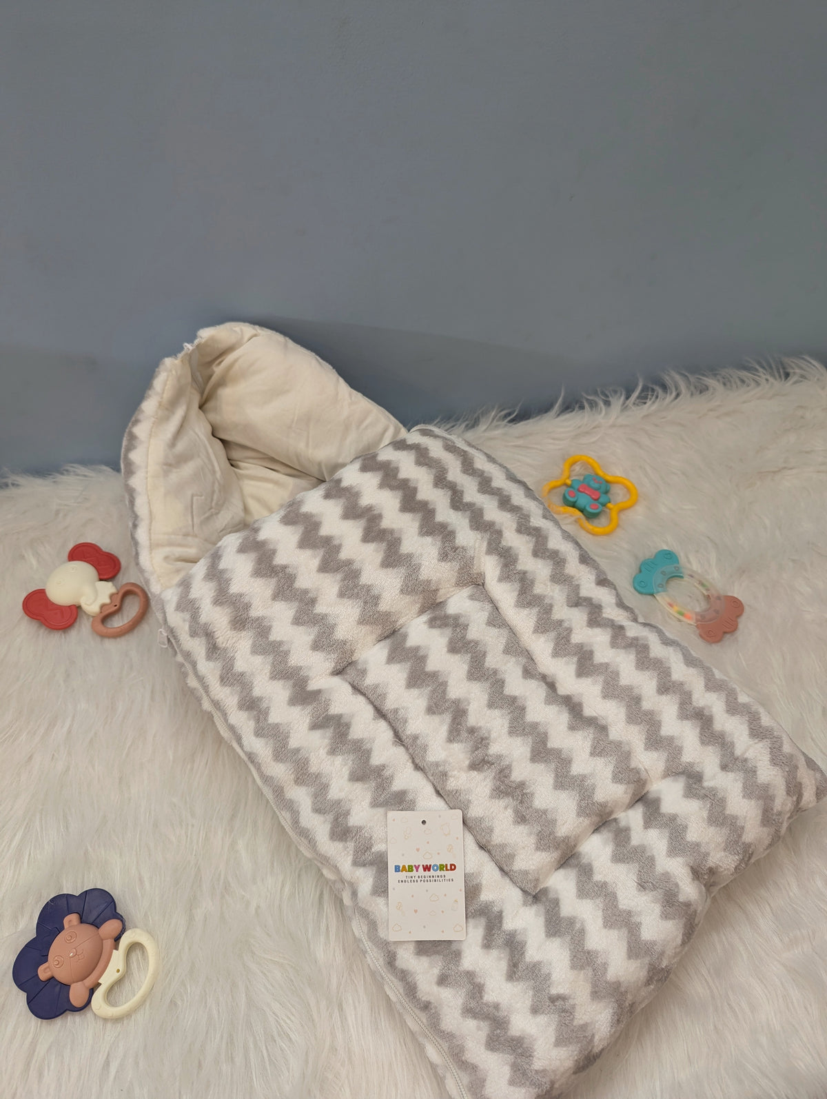 Baby Carry Nest with Hood - Zigzag  - Winter
