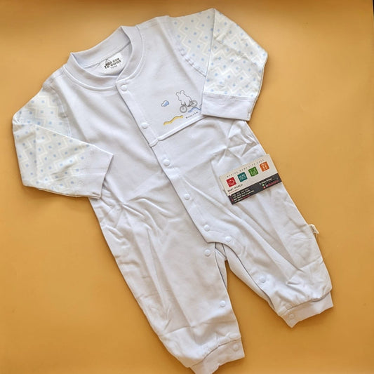 Soft Blended Cotton Baby Romper - Full Sleeves - Cycling Bear 🐻