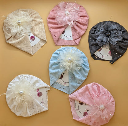 Baby Cap - Floral/Pearls