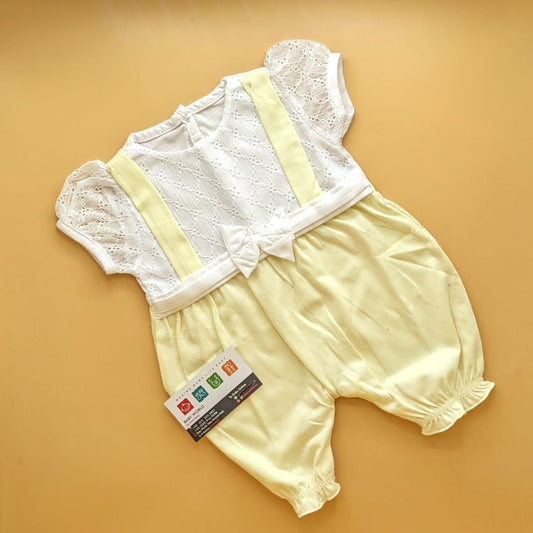 Romper - Half Sleeves - Bow/Stripes