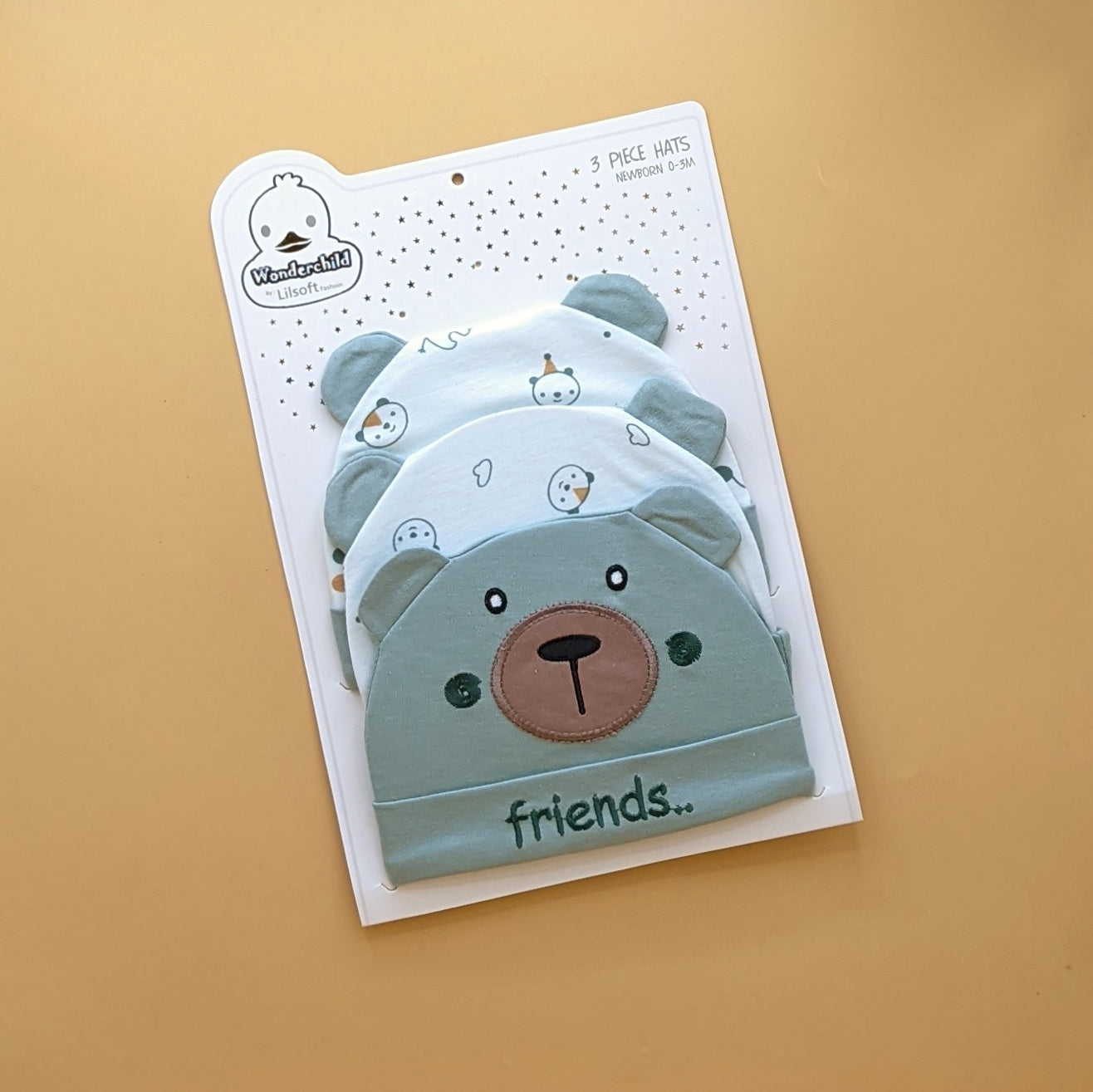 Pack of 3 Caps - Bear/Friends