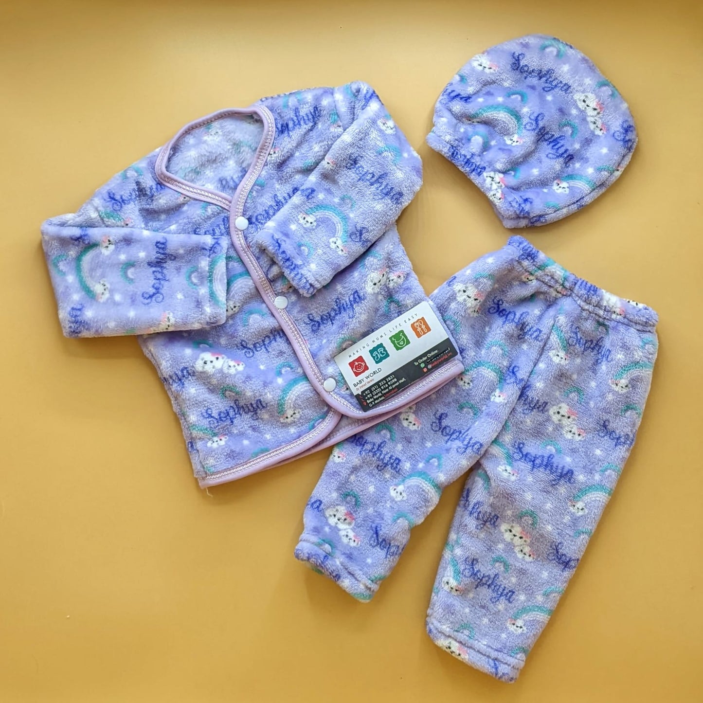 Baby Suit with Cap - Rainbow/Clouds - Winter