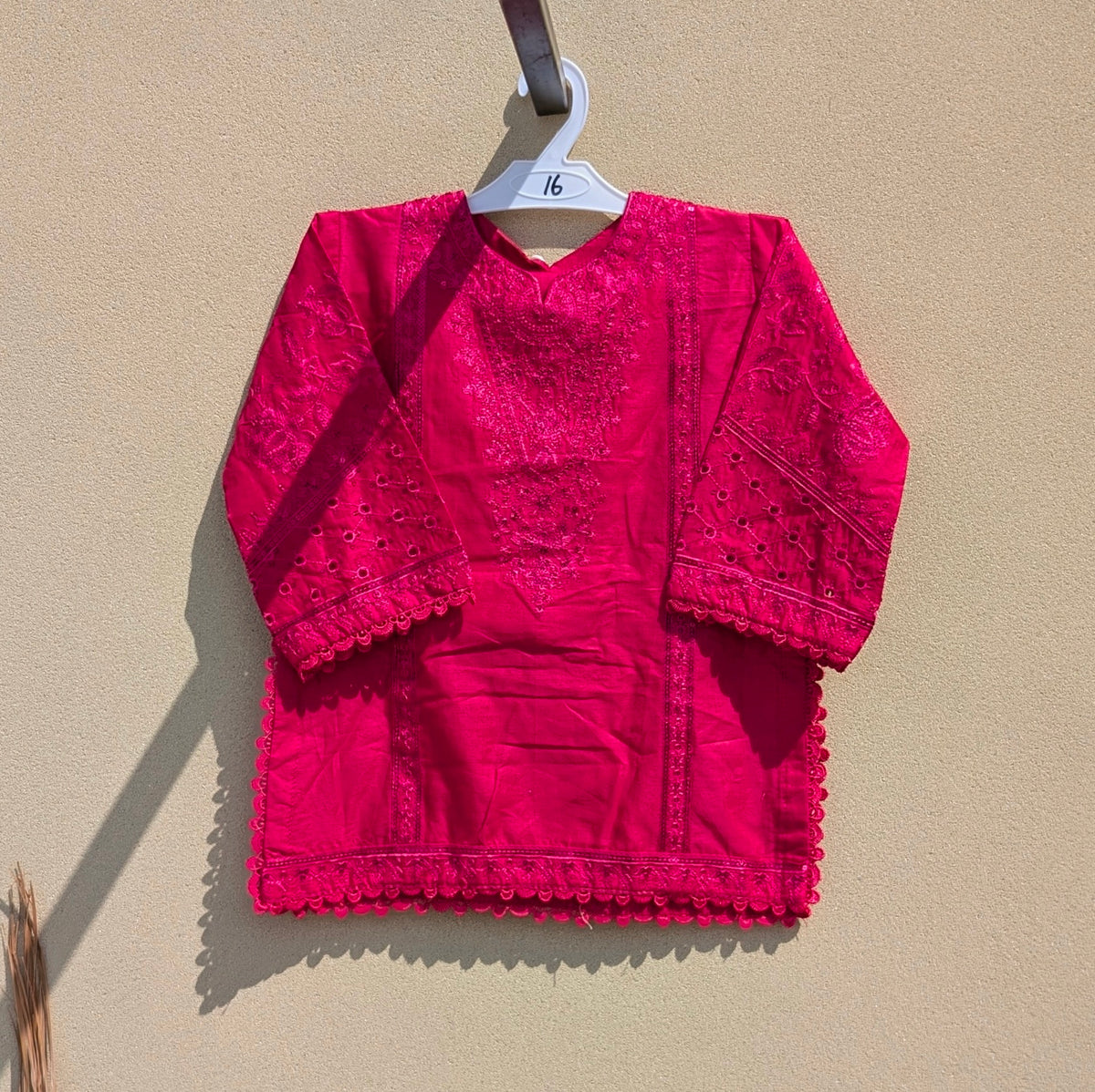 2 Pieces Baby Girl Embroidered Kameez Shalwar - Shocking Pink