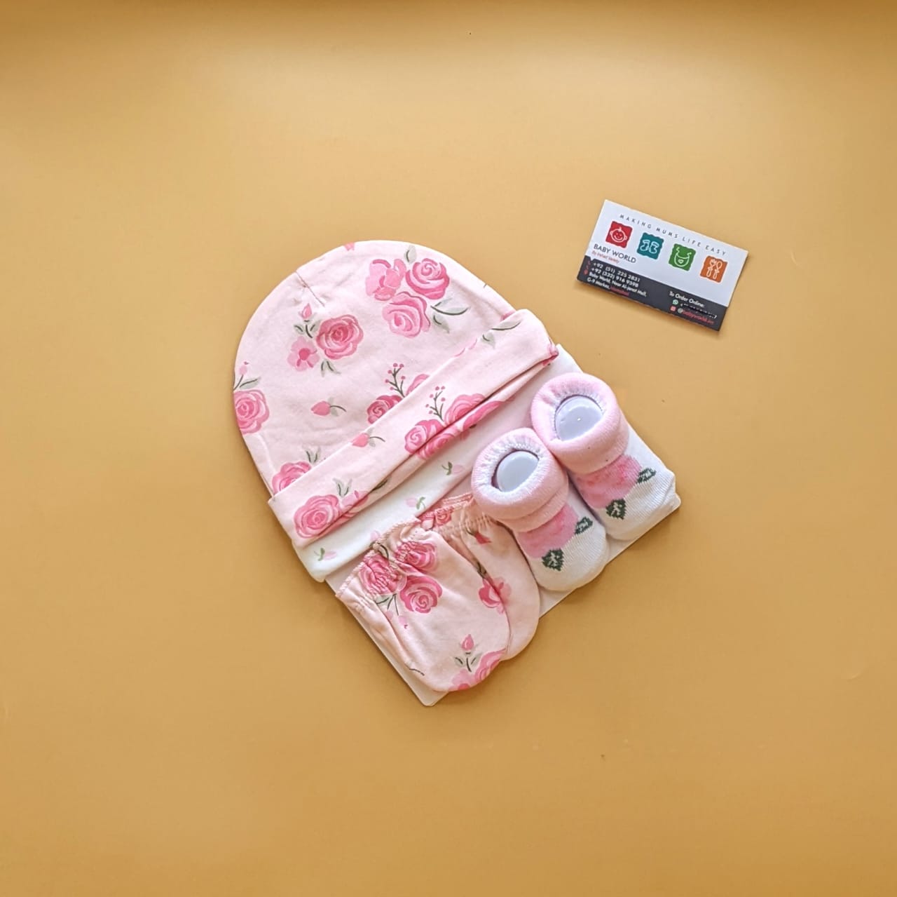 Pack of 2 Caps, Mittens & Booties Set