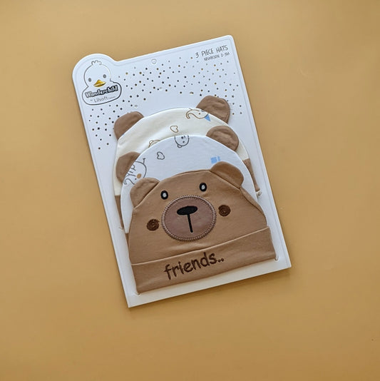 Pack of 3 Caps - Bear/Friends