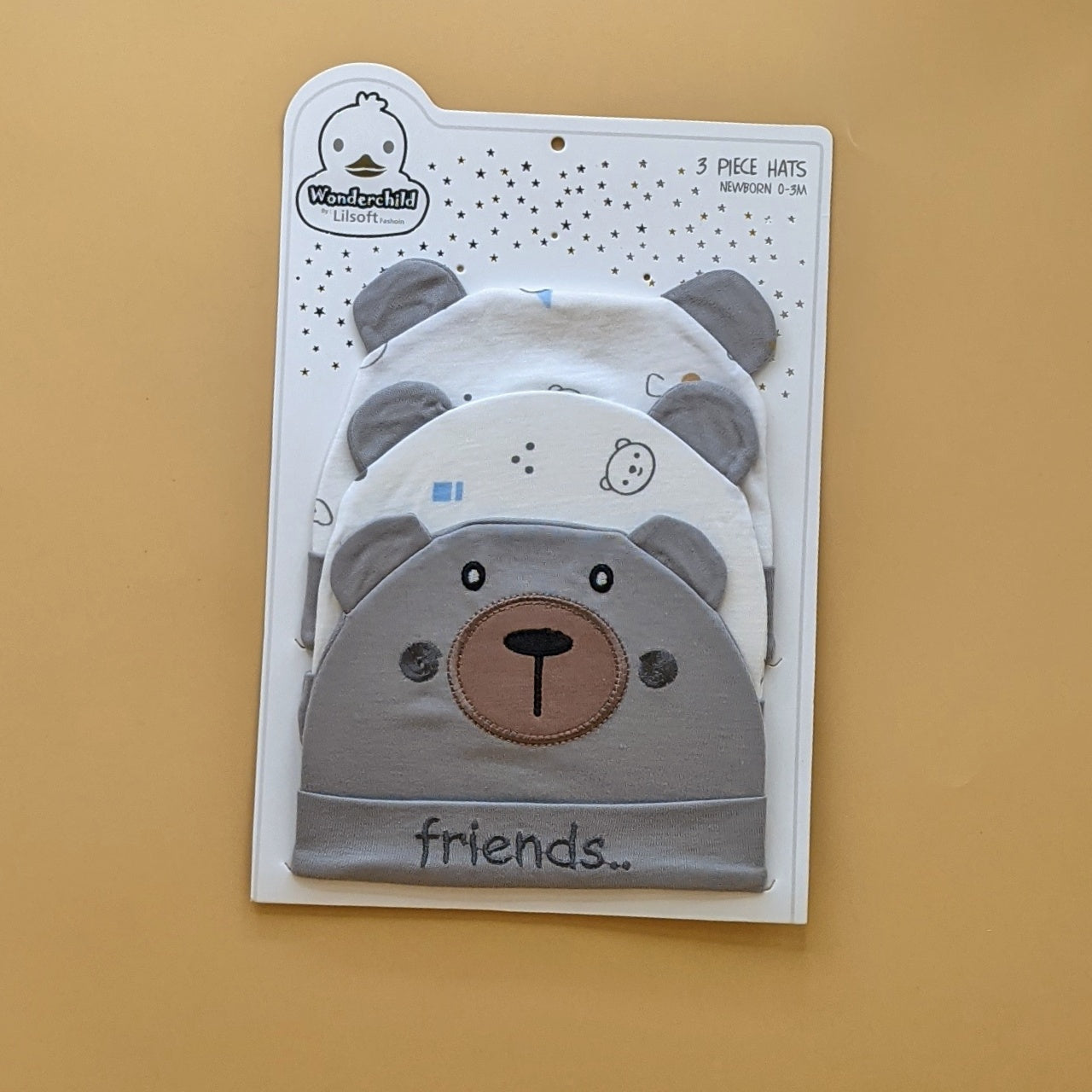 Pack of 3 Caps - Bear/Friends