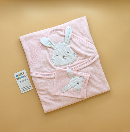 Character Hooded Bath Towel with Bath Sponge