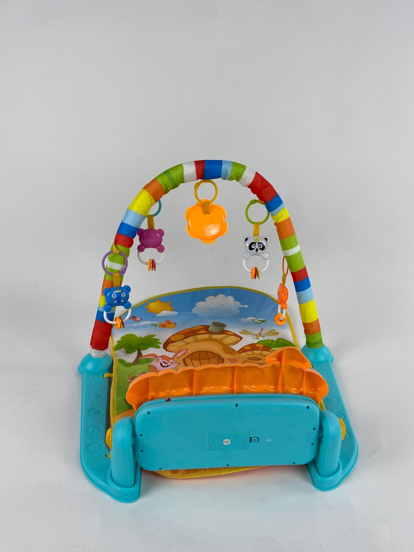 Cartoon Baby Activity Gym Fitness Baby Musical Piano Play Gym Mat With Animal Rattle Toys