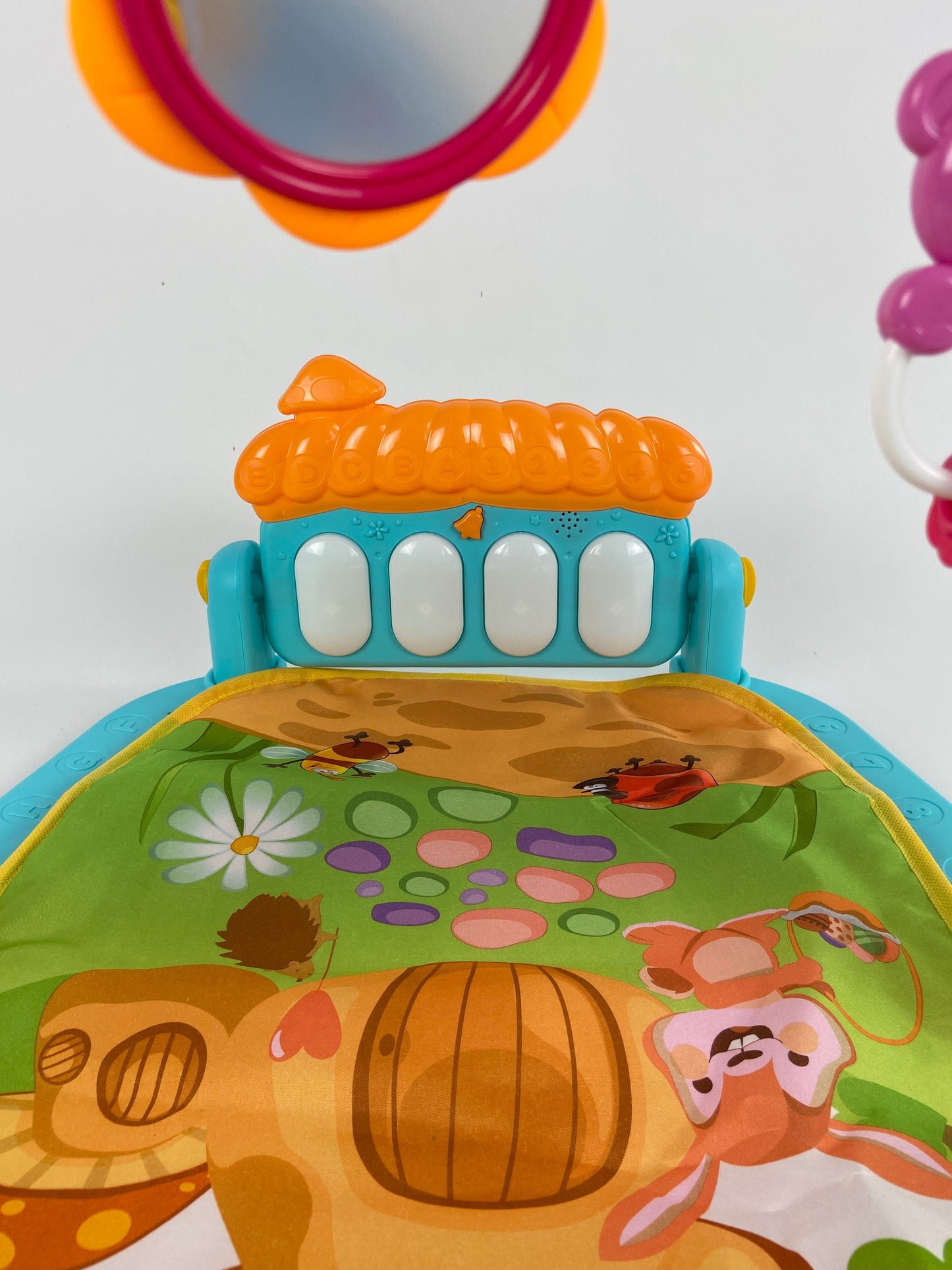 Cartoon Baby Activity Gym Fitness Baby Musical Piano Play Gym Mat With Animal Rattle Toys